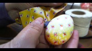 DIY Learn How to Dye Easter Eggs with Silk Tie or Scarf - Egg Ties Tutorial by Valerie Jurkowski