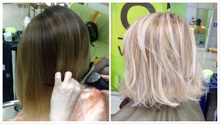 Осветление волос: холодный блондин // Highlights: Cool blonde