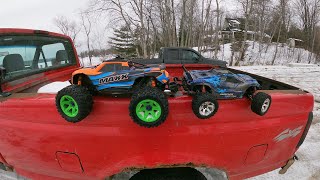 Winter Skate Park Bash With The Traxxas Maxx & The Traxxas Rustler.??