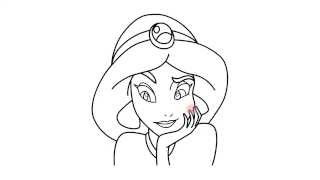 How to draw Disney Princess Jasmine, Как нарисовать принцессу Диснея Жасмин