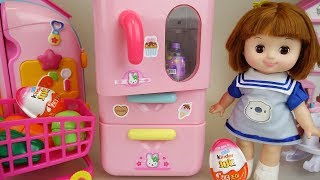 Baby Doli and pink refrigerator mart toys baby doll play