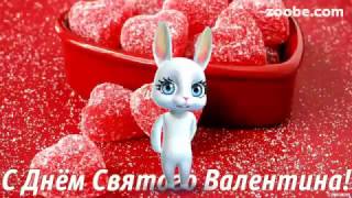 Зайка zoobe с днем святого валентина. Видео открытки.
