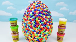Kids Play Doh & Rainbow Dots Giant Surprise Egg filled with candy & surprises