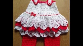 Вязаный песочник с ананасовыми рюшами для девочки двух лет . Часть 1
