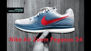 Nike Air Zoom Pegasus 34 ‘vast grey/university red’ | UNBOXING & ON FEET | running shoes | 2018 | 4K