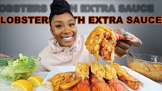 LOBSTER TAILS MUKBANG | SEAFOOD BOIL WITH 2X SPICY SAUCE