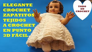 zapatos tejido a crochet para niño Jesus / conjunto de vestido ropon