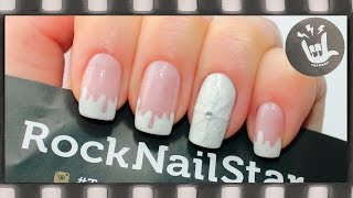 Дизайн ногтей гель лаком с трафаретами RockNailStar. Маникюр со снежинкой. Необычный френч