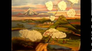 Japanese Spring on silk. Silk painting. Seidenmalerei. Роспись шелка.