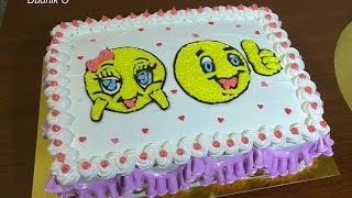 Как украсить торт кремом Торт Смайлики  How to decorate cream cake