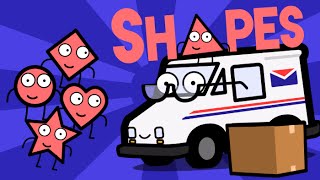 Mr. Curious the Mail Truck Teaches Shapes -  Baby, Toddler, Kindergarten Kids Learning Video