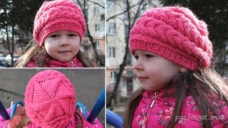 Детский берет спицами - выполнен клиньями