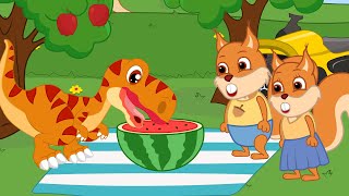 Famille d'Écureuil - Dinosaure A Volé Une Pastèque Animé 2021 en Français