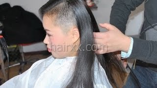 hairxx #014 half head shaved , bob ,violet short crop haircut