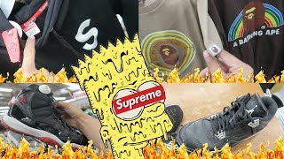 Trip To The Thrift #77 $300 SUPREME S Logo Hoodie!!/BAPE Tee's?!!/Crazy Sneaker Haul!!