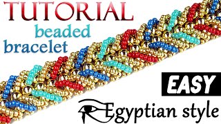 Tutorial: beaded bracelet [easy] egyptian style / Как сплести браслет из бисера в египетском стиле