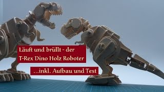 Walking T Rex Roboter, Holzbausatz Aufbauanleitung und Test