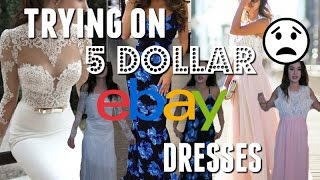 TRYING ON 5 DOLLAR EBAY PROM DRESSES!