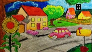 Cara Mewarnai sekolah dan rumah dengan crayon bagus (TK SD)