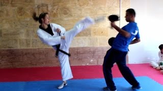 Taekwondo Four Kicks 360,Spin and Two Roundhouse Kick