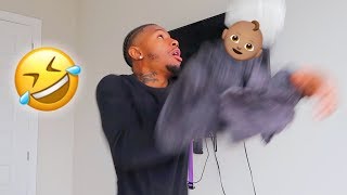 DROPPING OUR BABY PRANK ON GIRLFRIEND!