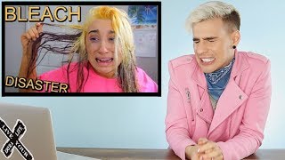 HAIRDRESSER REACTS TO MCKENZIE MARIE FRYING HER HAIR WITH BLEACH! |bradmondo