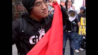 伦敦发起支持香港大游行 与亲中人士发生冲突