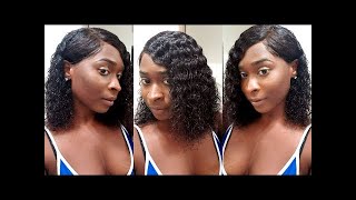 $55 Virgin Deep Curly Affordable lace front wig for Black Women