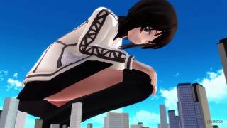 [MMD giantess 巨大娘]3000倍巨大娘の街遊び/giantess crush the city