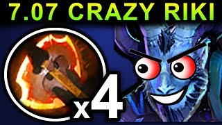 CRAZY 4x BATTLEFURY RIKI - DOTA 2 PATCH 7.07 NEW META PRO GAMEPLAY