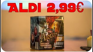 Aldi 2,99€ 16 Schuss Batterie Artus Fireworks
