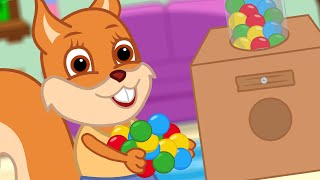 Famille d'Écureuil - Boules Arc-en-ciel Dans Machine à Gommes Vidéos Animé 2020 en Français 13+