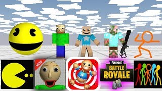 MONSTER SCHOOL : SEASON 1 - PACMAN - KICK THE BUDDY - BALDI BASICS - FORTNITE - AVM - STICKMAN WAR