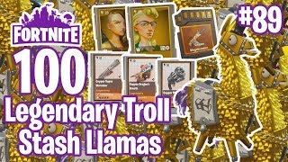 100 Legendary Troll Stash Llamas | MYTHIC LIKE CRAZY | Legendary Heroes & Weapons | Fortnite #89