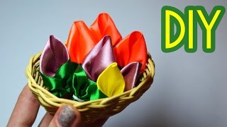 Простые ТЮЛЬПАНЫ из лент / Мастер Класс