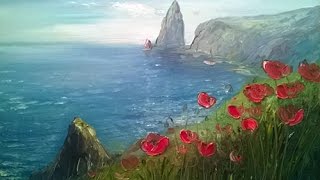 Мастер-класс "Рисуем маки с морским пейзажем"