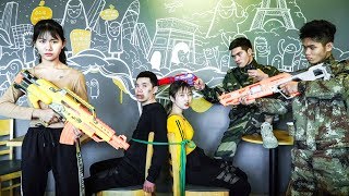 XGirl Nerf War: X Girl Rescuing Couple SEAL US ! Cherry Nerf Guns Ali Baba Group