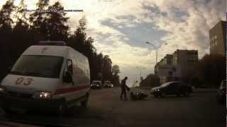 Саров 22.09.2012 Мотоциклист отделался испугом.