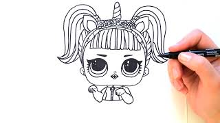 ?Как нарисовать куклу ЛОЛ Единорога | How to draw lol dolls unicorn?
