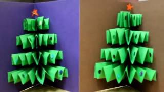 3D ОТКРЫТКА ЕЛКА ИЗ БУМАГИ СВОИМИ РУКАМИ