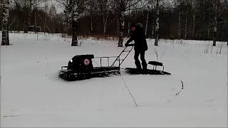 Мотобуксировщик Ураган Сибирь, разрезная гусеница шириной 600 длиной 3636