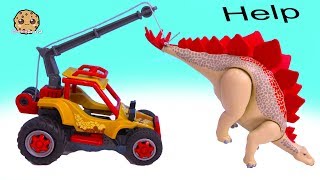 Help Dinosaur Is Stuck !  Shopkins + Playmobil Play Video