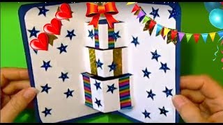 DIY: Красивая Открытка объемная  с Подарком на День Рождение, День Матери на 8 марта