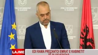 KRYETARI I  PS-së EDI RAMA I PREZENTOI EMRAT E KABINETIT TË RI QEVERITAR