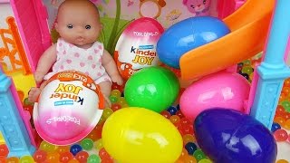 Baby Doll Slide Surprise eggs and Kinder joy toys