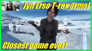 Star Wars Battlefront - Closest Walker assault match EVER! | Super sexy Jyn Erso!