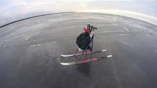 Finnish sleigh. kelkka.  Разборные финские сани, на которых может быть установлен мотопривод.