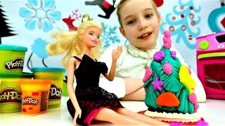 Новогодний пирог  из Плей До для Барби -  Видео для девочек
