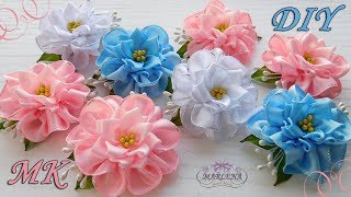 ? Цветы из атласных лент. Зажимы для волос. Канзаши МК/DIY