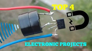 TOP 4 ELECTRONIC PROJECTS WITH HALL SENSOR, IC 393, TRANSISTOR BC547 AND BUZZER.